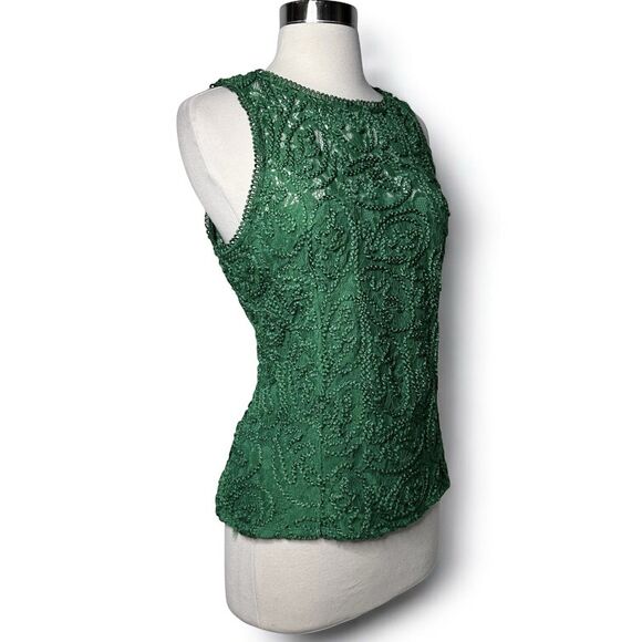 White House Black Market Green Lace Blouse - Picture 3 of 14